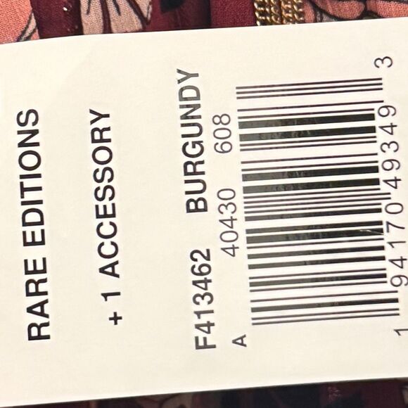 Rare Editions Big Girls Printed Lurex Chiffon Smocked Maxi Dress - Burgundy - Picture 15 of 16